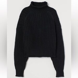 H&M Ribbed Turtleneck Sweater Black XSmall